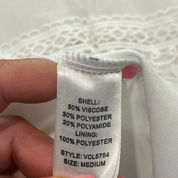 Elan Womens Strapless Crochet Mini Dress Elasticated Waist Pull-On White Size M - Picture 5 of 6